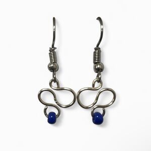 Elegant Polished Silver and Blue Dangle Earrings